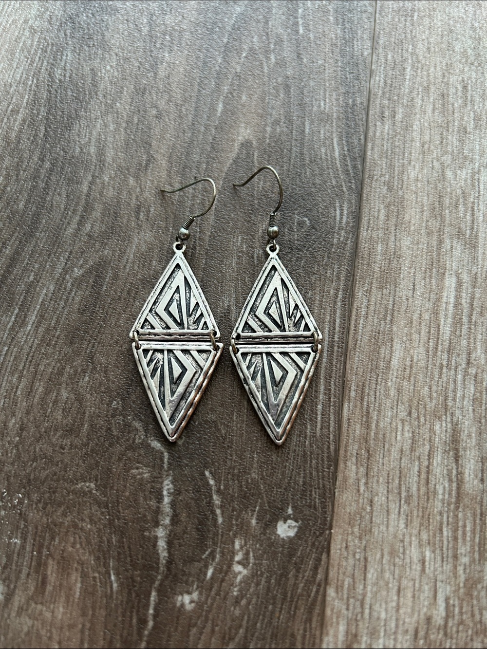 Handcrafted Geometric Silver Drop Earrings